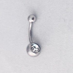 White gold Rhinestone Navel Ring